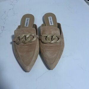 Steve Madden Beige Suede Chain Mules